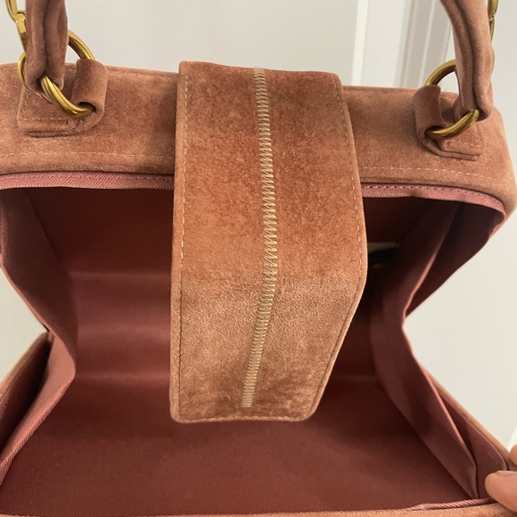 The Love and Lore Velvet Top Handle Box Bag Has a Rose Velvet Finish - Picture 4 of 9